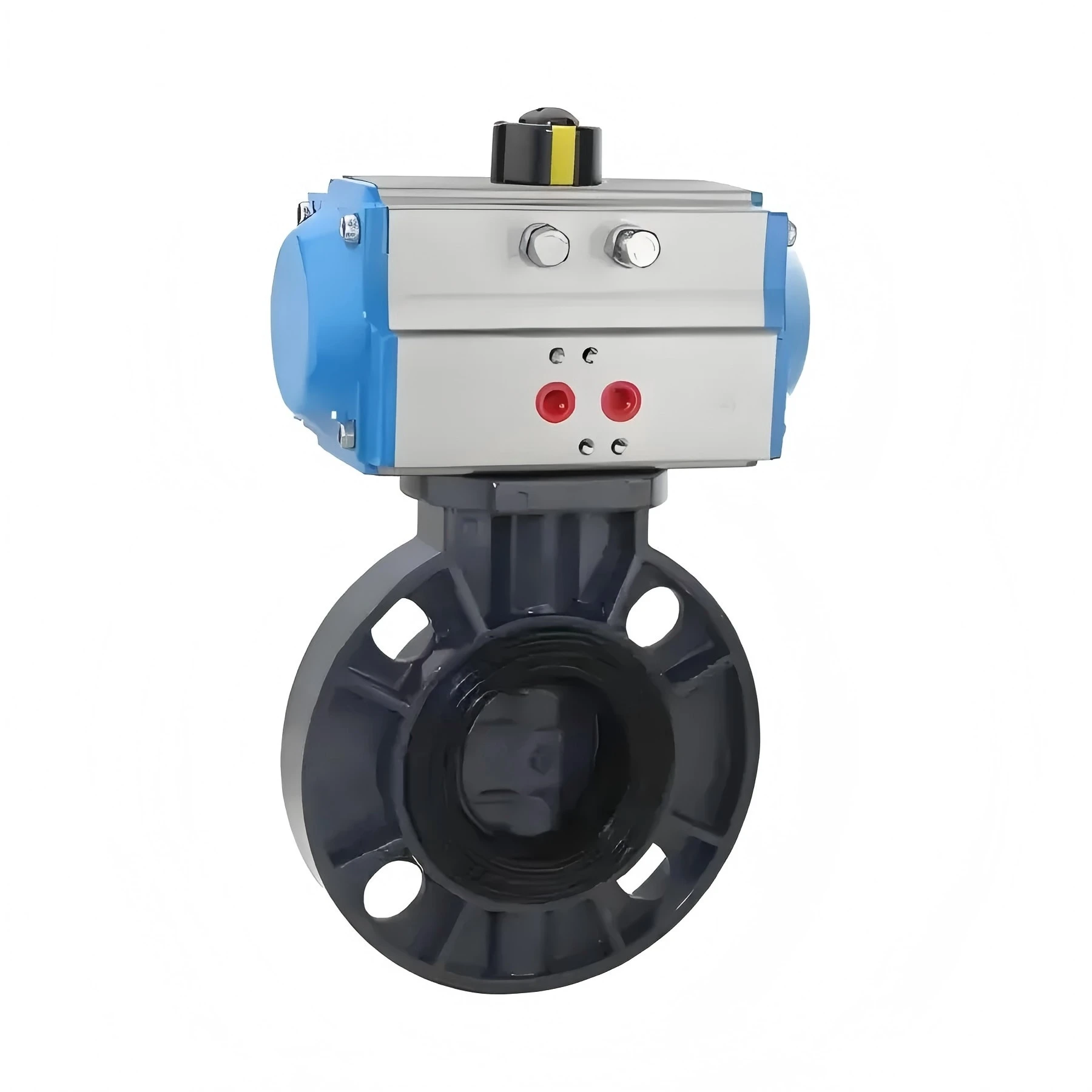 Pneumatic actuator wafer-type butterfly valve for ambient temperature water, FRPP/PPH/CPVC/PVDF/UPVC materials can be customized