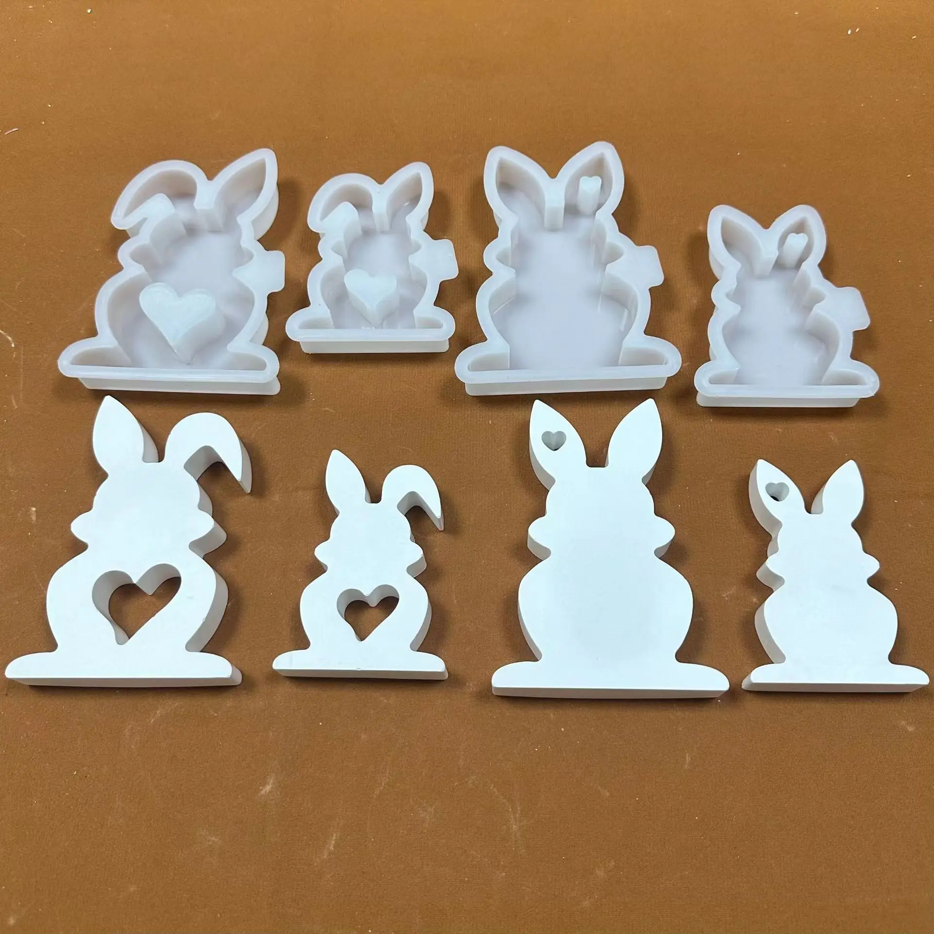 Easter Love Standing Rabbit Candle Ornaments Mold DIY Resin Cement Gypsum  Pouring Ornaments Silicone Mold Home Decoration