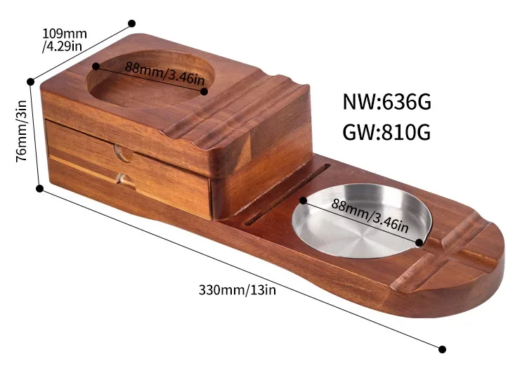 Epikto-Retro Solid Wood Cigar Ashtray with Drawer, Whiskey Storage Box, Ciga Accessories, Send Free Scissors