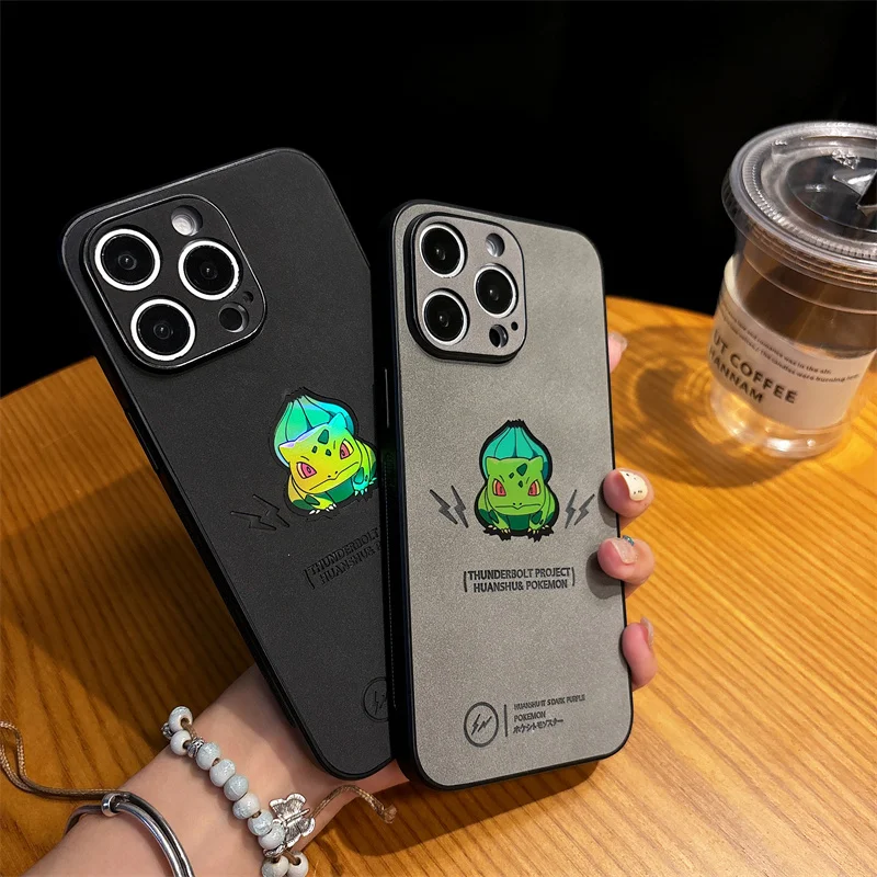 Anime  Cartoon Cute B-Bulbasaur P-Pokemon Anti-fur Phone Case For iPhone 13 12 11 14 15 16 Pro Max Suede Soft Leathe Protect