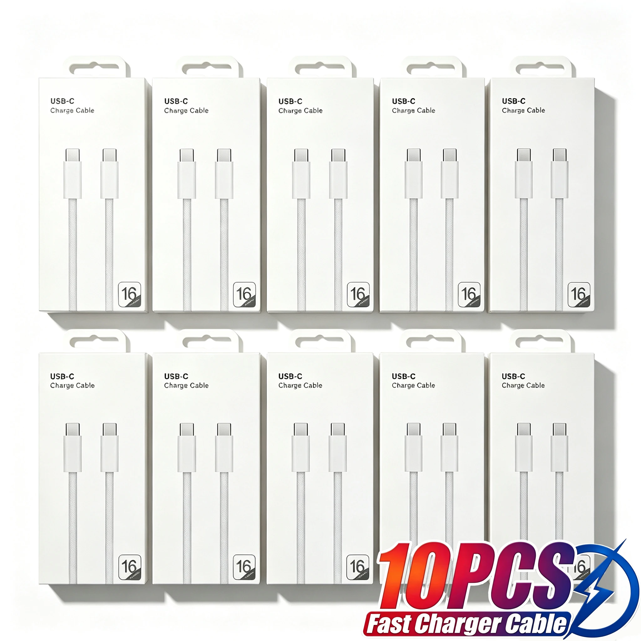 10 Stück PD 60W USB-C-auf-USB-C-Schnellladekabel für iPhone 16, 15 Pro Max Plus und iPad, Datenübertragungskabel.