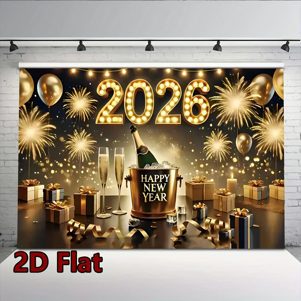 VIKAMA 2026 السنة الجديدة نسيج الشمبانيا الألعاب النارية غرفة المعيشة حائط الخلفية ليلة رأس السنة ديكور غرفة الحفلات #4