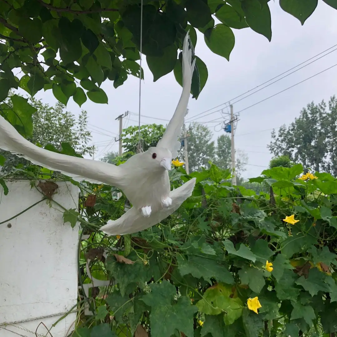 creative real life pigeons toy plastic&feather wings white dove doll bird gift about 38x25cm