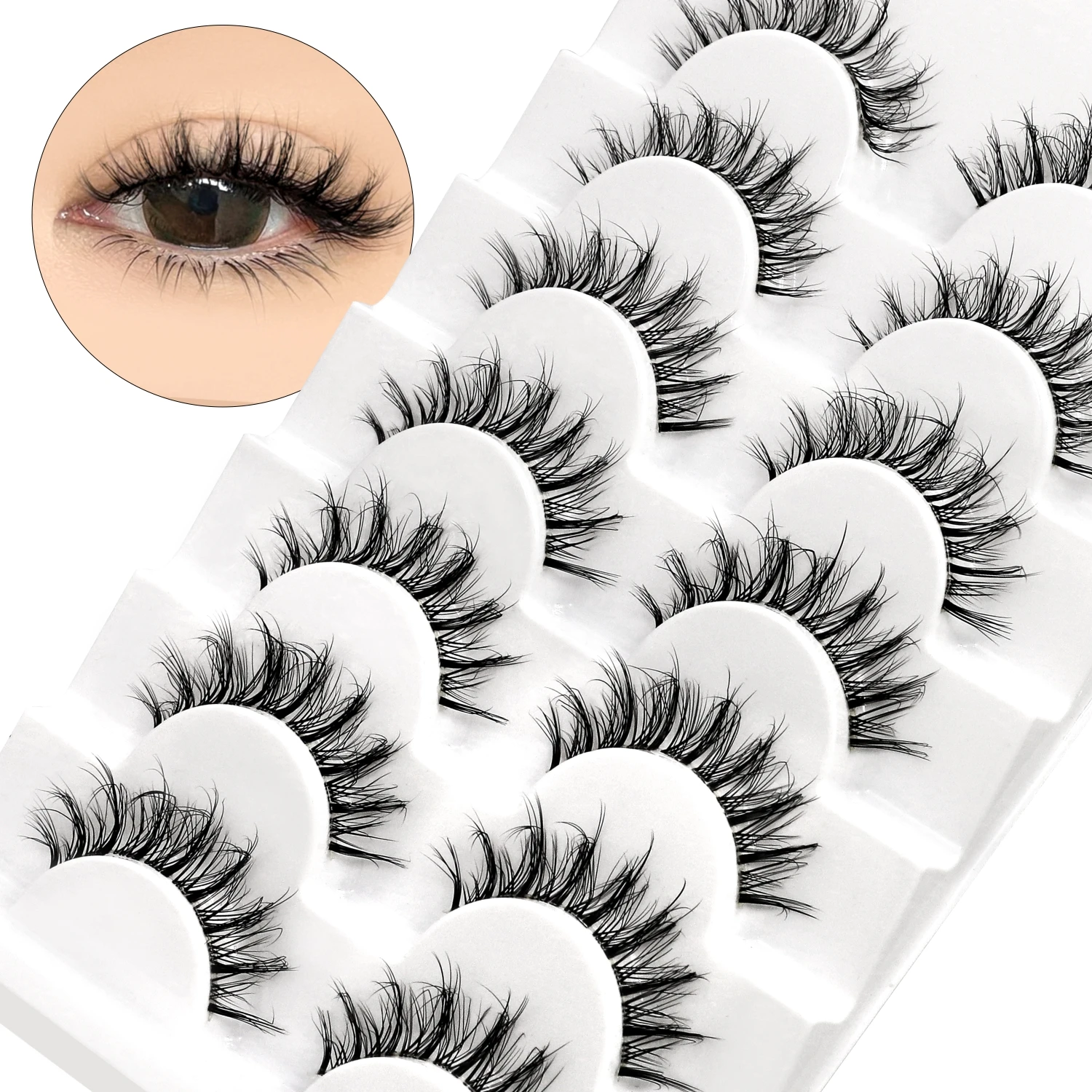 Veltrinay cils de renard cils vaporeux aspect naturel cils à bande claire moelleux Faux cils de vison bande faux cils naturels