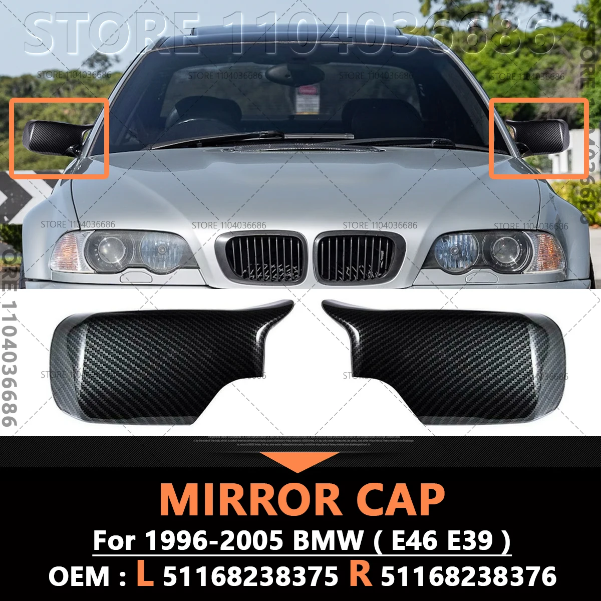 

Для BMW 320i 323i 325i 328i 330i 525i 528i 530i 540i (E46 E39) 1996-2005 гг., крышка бокового зеркала заднего вида 51168238375 51168238376