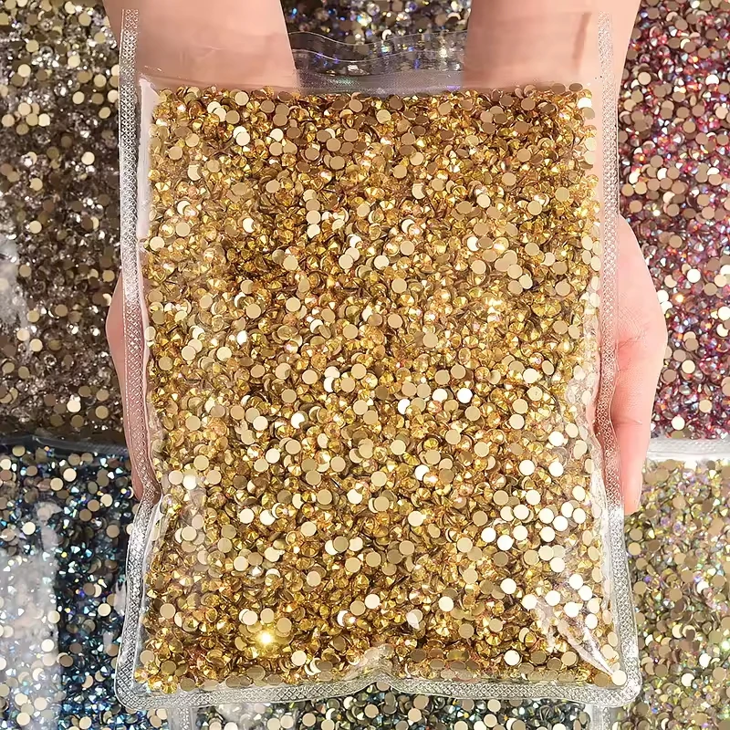 BOBOHOO 2088 Großpackung Glas-Strasssteine, Nicht-Heißfix, Kristall-Flachsteine, 8 Große, 8 Kleine, 16-Schliff, für Nagelkunst und DIY-Bastelarbeiten – Detail 1