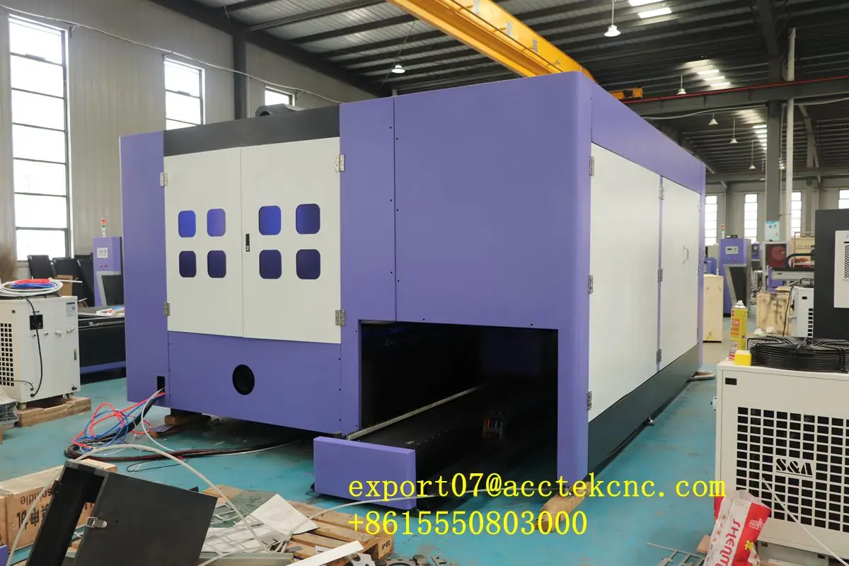 เครื่องตัดไฟเบอร์เลเซอร์พร้อมอุปกรณ์โรตารี่ เครื่องตัดไฟเบอร์เลเซอร์สําหรับโลหะและท่อ แหล่งเลเซอร์ 3000W