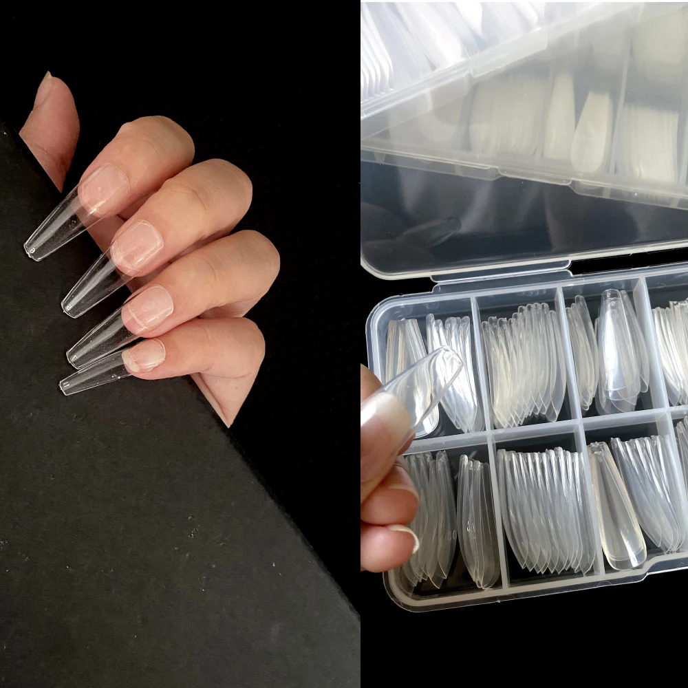 

100pcs/box New Ballerina Design Transparent/Natural/white Fake False Nails Artificial Long Press On Nails Capsule Ongle 2022