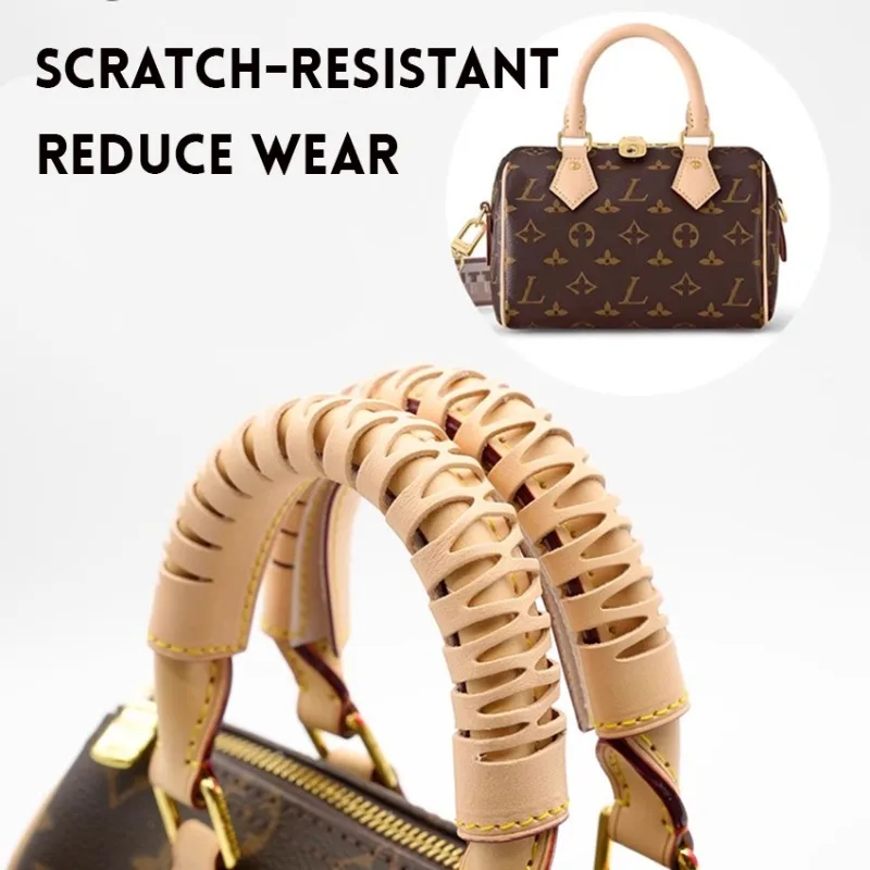 1Pair Bag Handle Wrap Covers for Speedy 25 30 35,Vachetta Leather Grip Protector Strap ,Stain and Abrasion Resistant