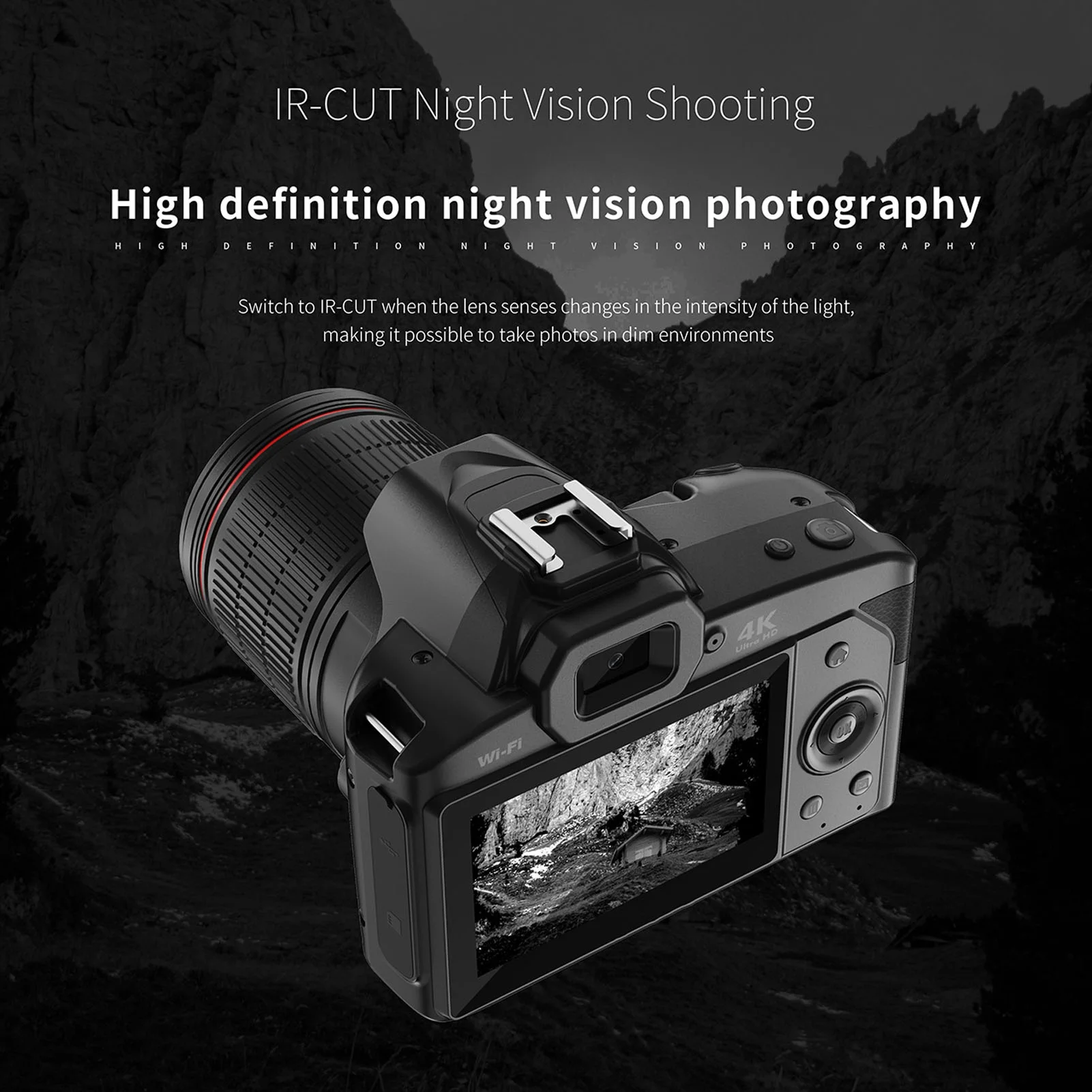 Digital Camera IR Night Vision HD Vlogging Digital Camera 3 Inch IPS Color Display WiFi 16X Digital Zoom for Photography