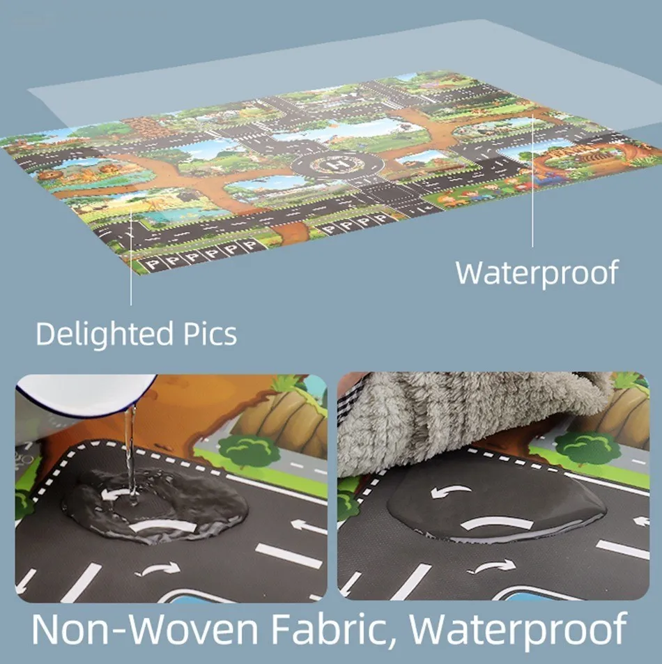 Crianças playmat atividade superfície mapa à prova dwaterproof água crianças animal estrada brinquedo bebê dinossauro estrada portátil tapete fazenda estrada não-tóxico