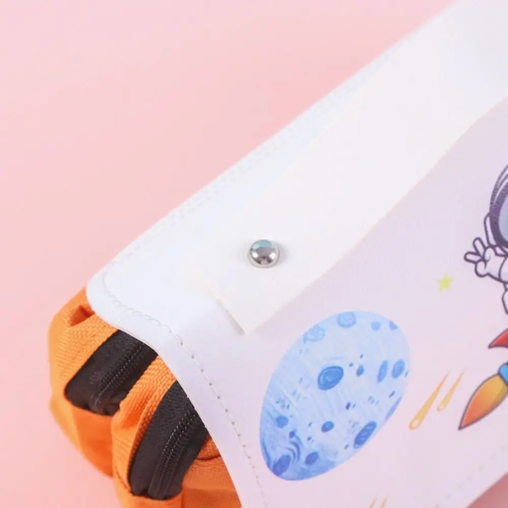 High Quality PU Leather Pen Bag Astronaut Double Layer Stationery Bag Decompression Back To School Gift Pen Box Student