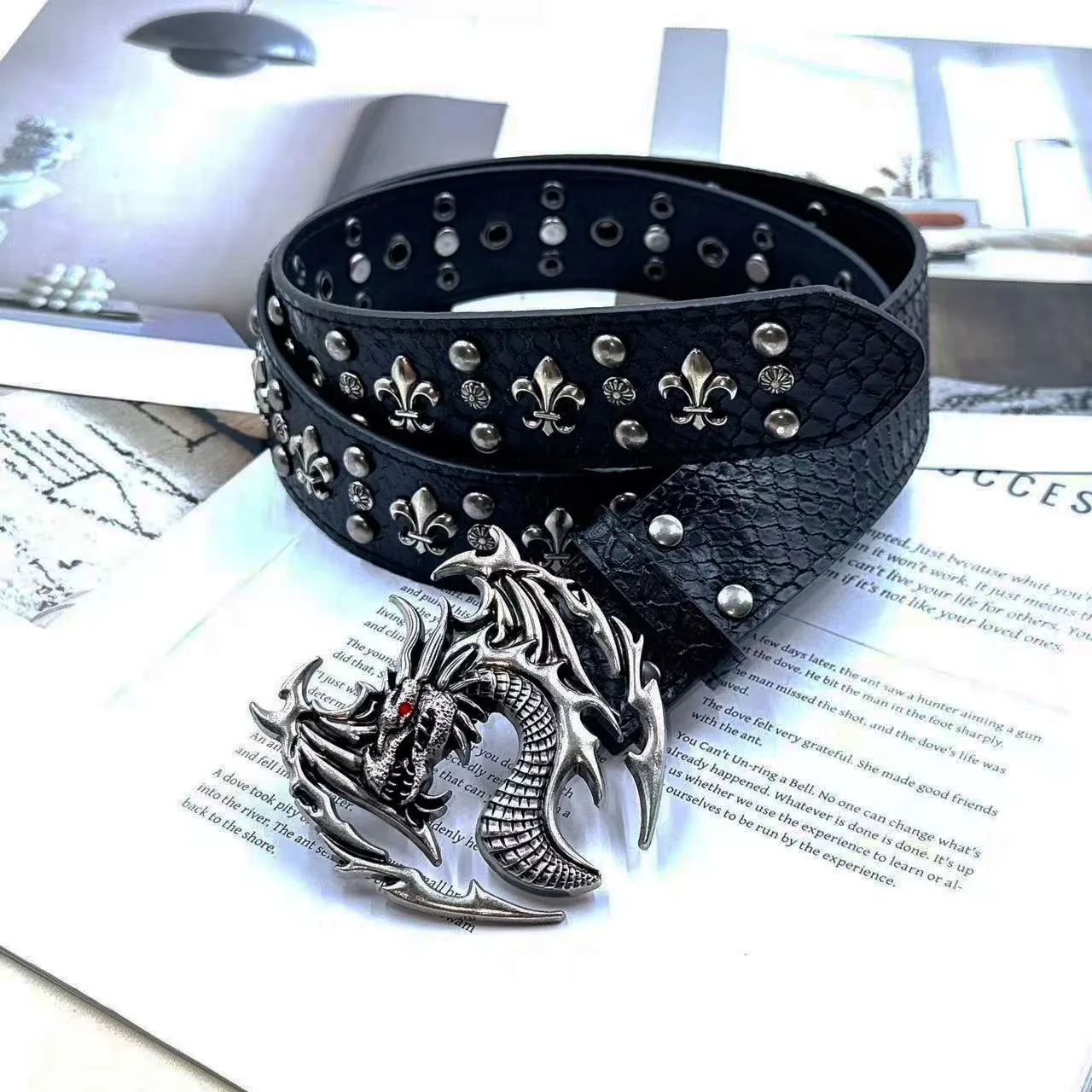 Paski gotyckie Y2K damskie męskie luksusowe marki gotyckie damskie hip hop punk z nitami z nadrukiem szkieletu pasek do spodni jeansowych