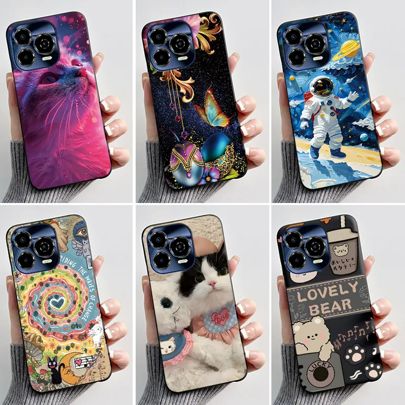 Capa para BLU Bold K10, Capa Estética de Silicone Macio com Design de Gato Astronauta para BLU Bold K10 K20 K30, Capa Protetora para Celular