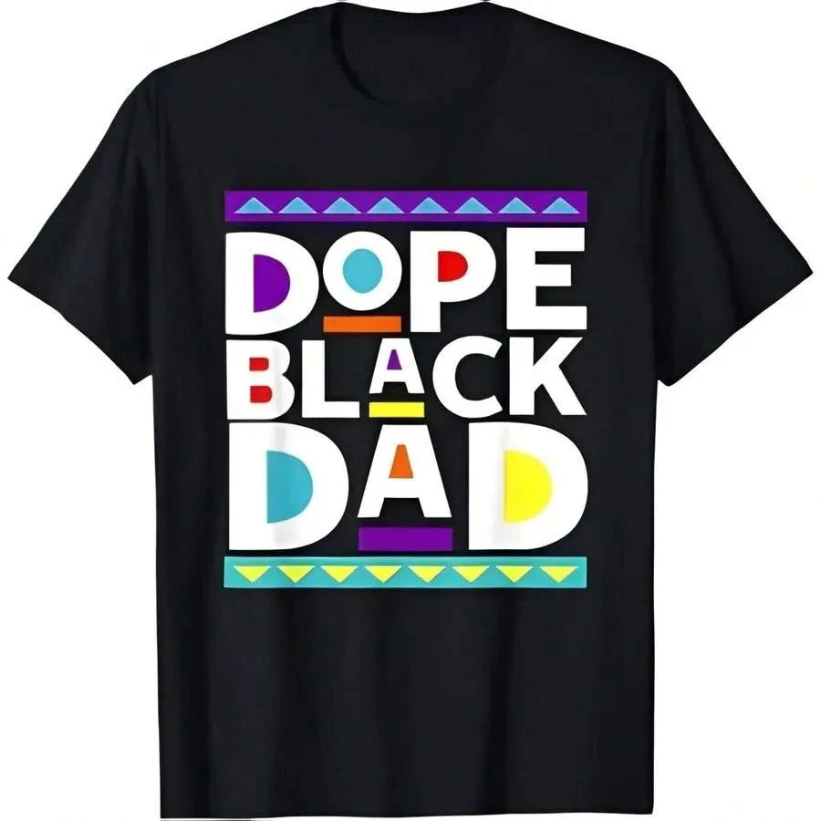 【Nueva llegada】Camiseta gráfica Dope Black Dad para hombre, camiseta para el día del padre, camiseta informal de estilo Retro colorido, ropa de calle informal