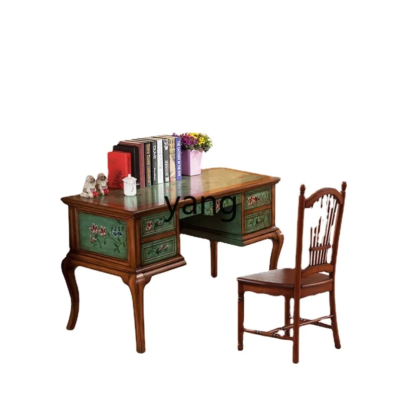 

LMM Student Writing Desk Wood Foot Office Desk and Chair Supporting Desktop Storage Computer Desk