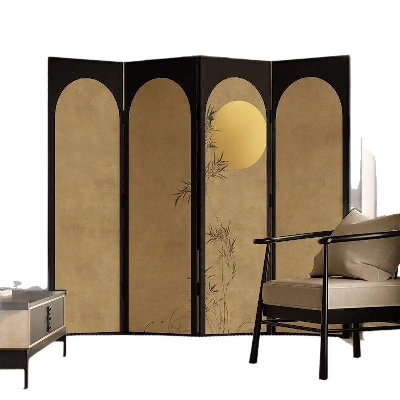 New Chinese screen, folding movable living room entrance tea room bedroom bedside folding screen