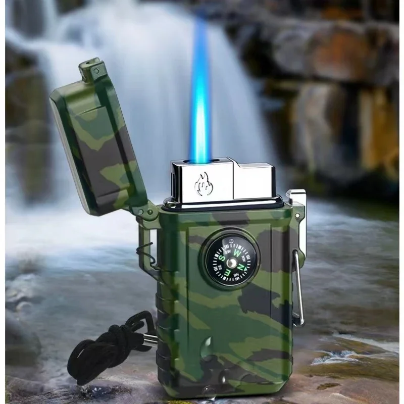 

Waterproof Butane Gas Lighter Lanyard Compass Creative Outdoor Camping Jet Flame Igniter Lighters Smoking Accessories Gadgets