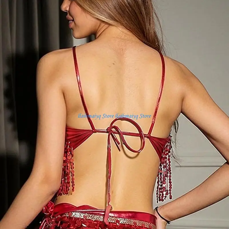 

573B Belly Dancer Outfit Belly Dance Costume for Womens Belly Dance Sequins Bra Tops