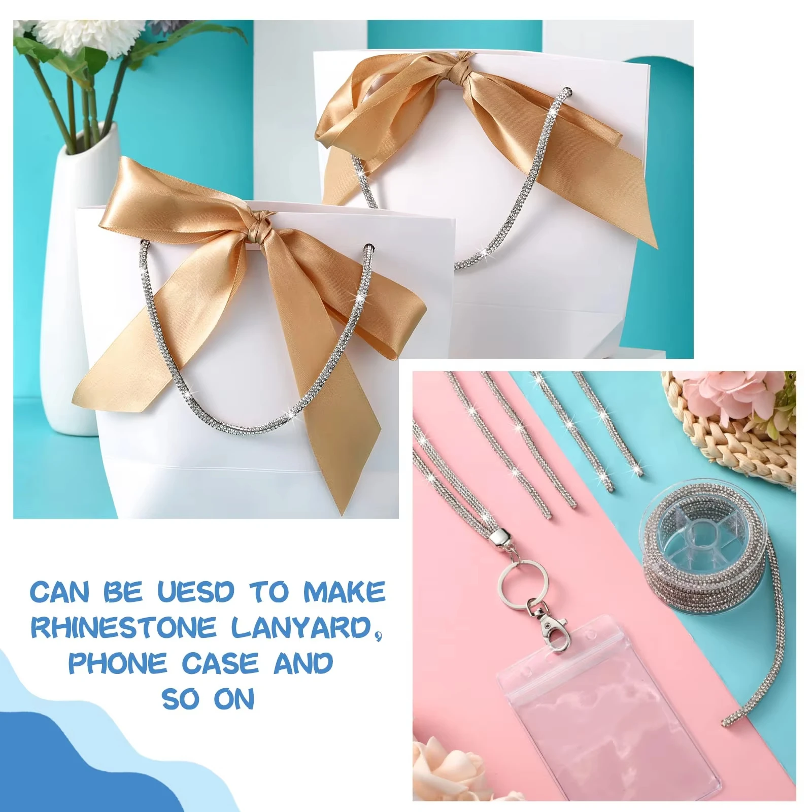 4 mm rundes Kristall-Strass-Schnurbesatz, weiches Bling-Seil für Kapuzenpullover, Schnürsenkel, Hosen, Kordelzug, DIY-Handwerk, Dekoration