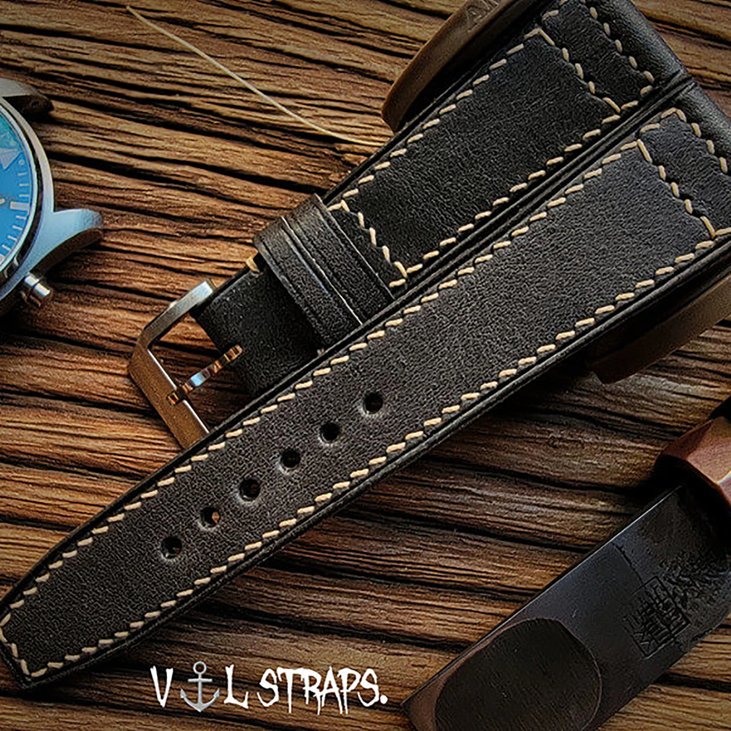 HANDMADE CUSTOM ITALIAN COWHIDE WATCH STRAP, METEORITE GRAY, SOFT, FOR PILOT & PORTUGIESER, PIN BUCKLE