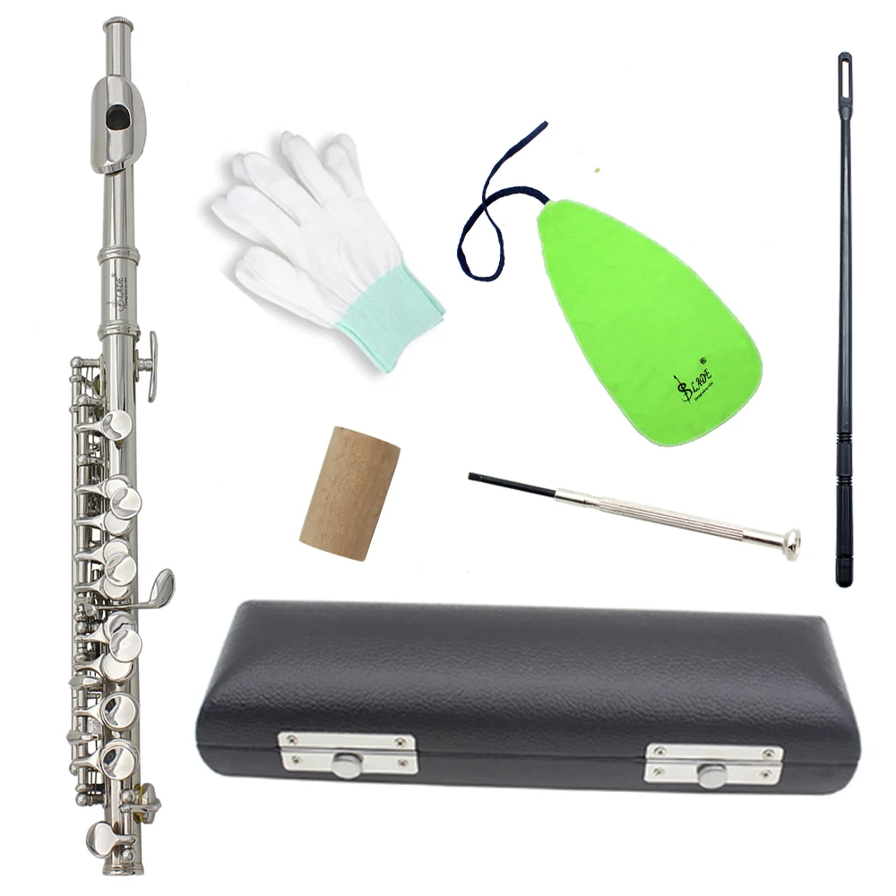 

SLADE Silver Piccolo Standard White Brass Body C Key Piccolo Set for Student Beginner with Box Gloves Cork Screwdriver Parts