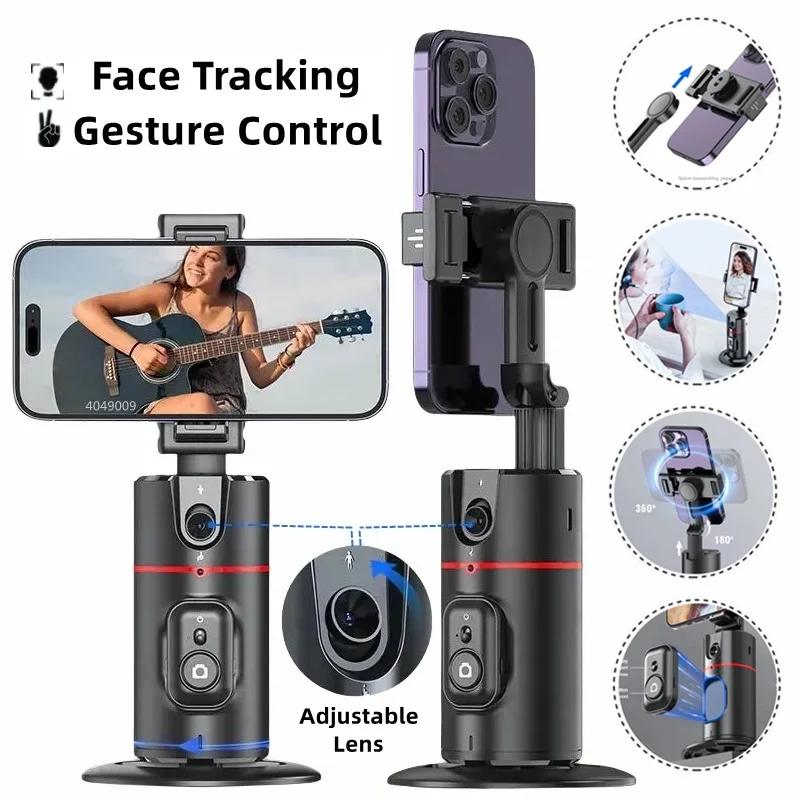 Portable 360° Rotation Gimbal Stabilizer Desktop AI Automatic Face Tracking Gimbal With Remote Shutter For Mobile Smartphone