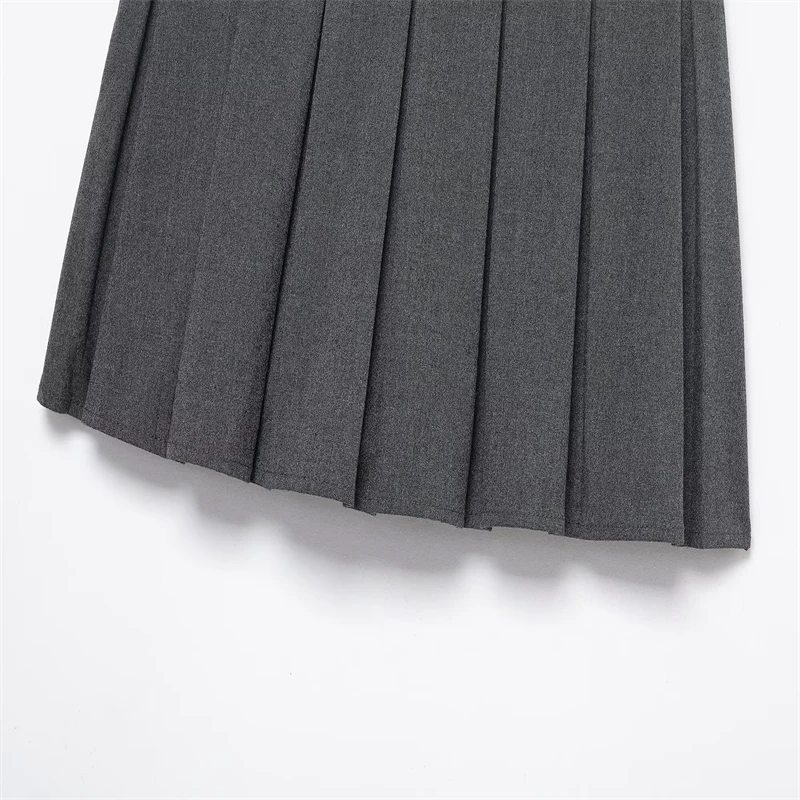レディース グレー プリーツ ミニスカート ベルト付き - プレッピースタイル ハイウエスト 制服風スカート デイリー＆パーティーウェア