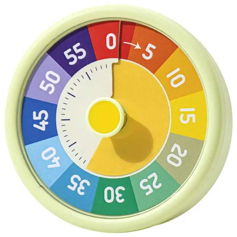 M12K-Colorful Visual Timer Manual Rotation Timer Silent Children Classroom Learning Cooking Countdown Timer Kitchen Stopwatch C