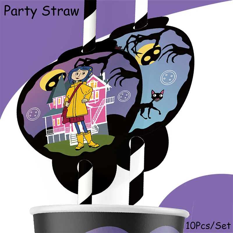 Coraline Theme Thriller Birthday Party Decoration Balloon Plate Banner Backdrop Cake Supplies Banner For Baby Shower