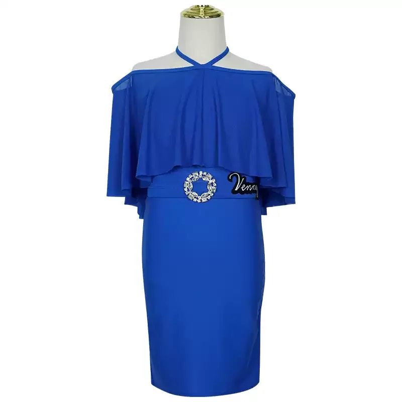 베니스타일 라틴 댄스 드레스 여아 오프숄더 오픈백 슬리밍 레오타드 트레이닝 및 공연용 볼룸 댄스 의상