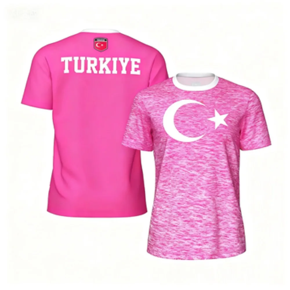 موضة Türkiye العلم كرة القدم تي شيرت الصيف عادية قمصان قصيرة الأكمام ثلاثية الأبعاد الطباعة تي شيرت رياضي فضفاض الشارع سريعة الجافة