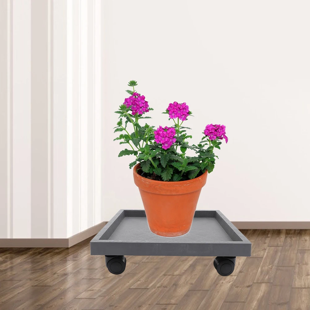 

1pc Rolling Flower Pot Tray Stand Resin Material Planter Base with Wheels Durable Lightweight for Indoor Balcony Plants Large