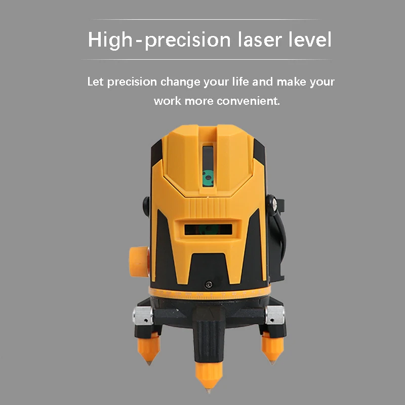 Green 5-line laser level, switchable gear, 2 batteries, safety alarm function, suitable for various decoration scenarios