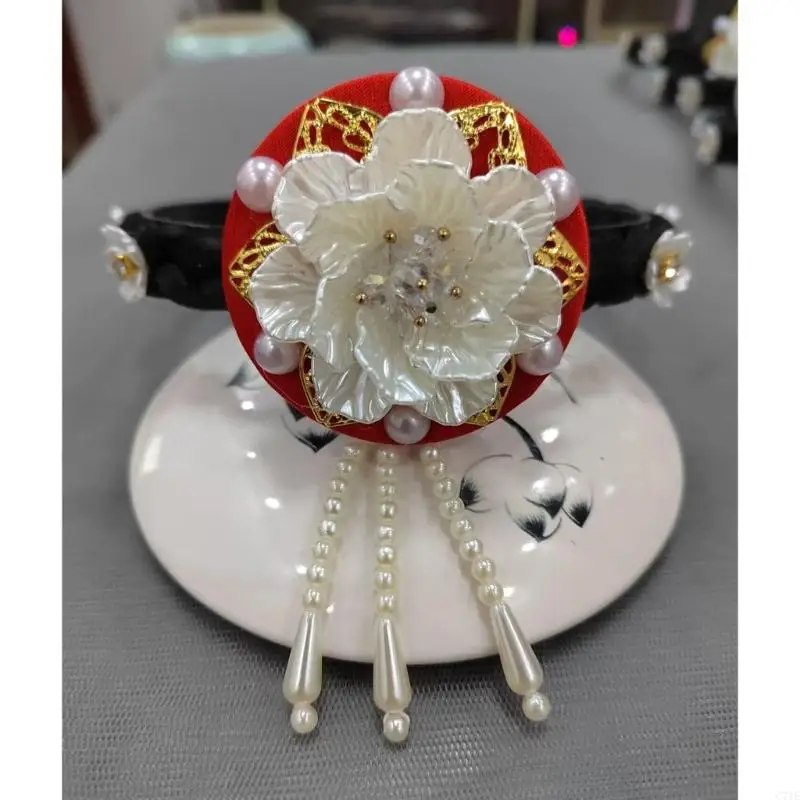 C71E Flower Pearls Cabello coreano Diadema tradicional para espectáculos escénicos y festivales étnicos Accesorios para a