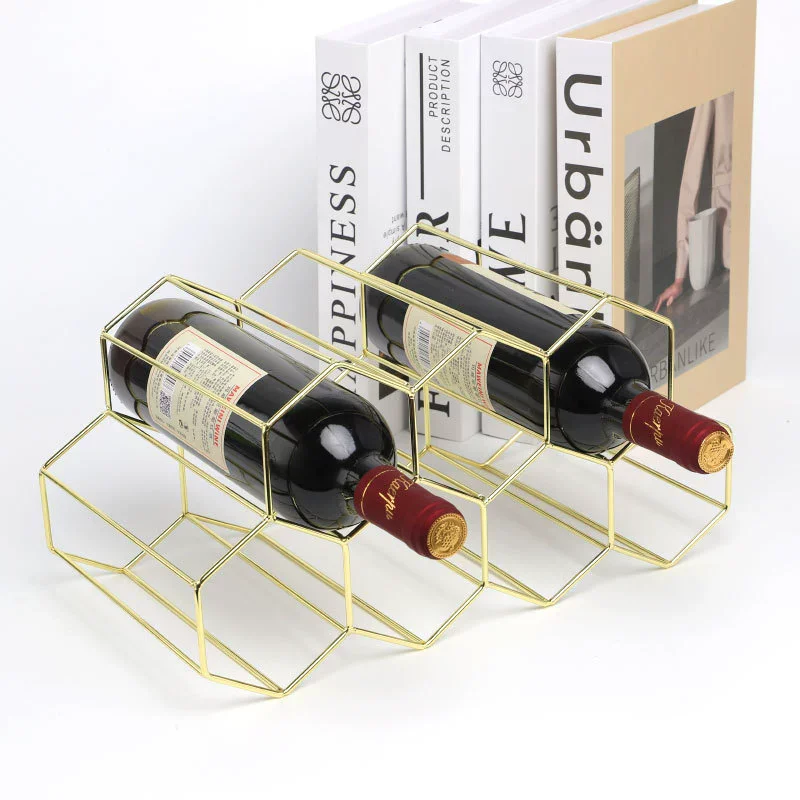

Modern Metal Honeycomb Wine Rack Wine Bottle Storage Beehive Tabletop Wine Rack Hexagon 9 Bottle Wine Holder Display