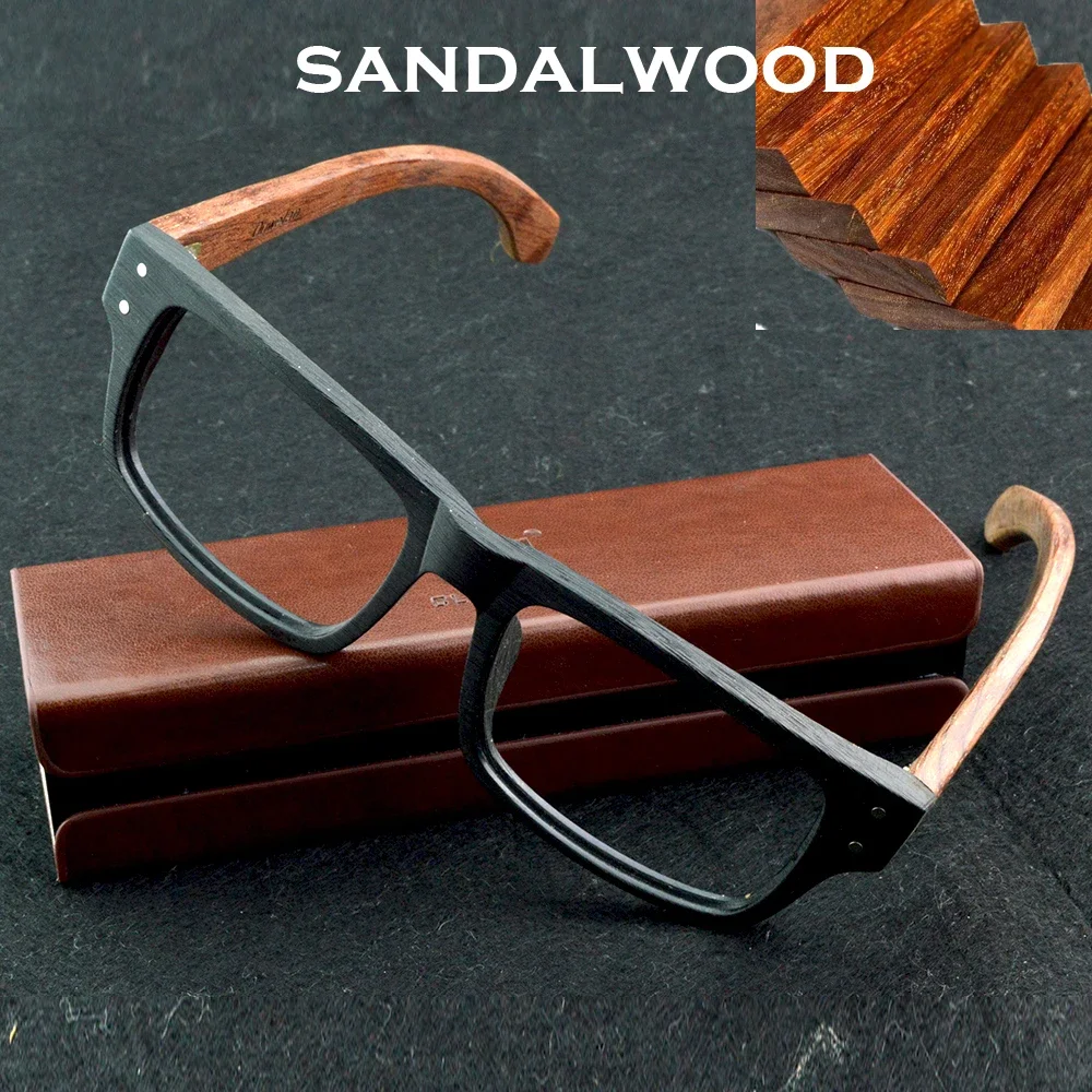 Clara Vida Natural Sandalwood Vintage Square High Grade Optical Eyeglasses Frames Spectacles