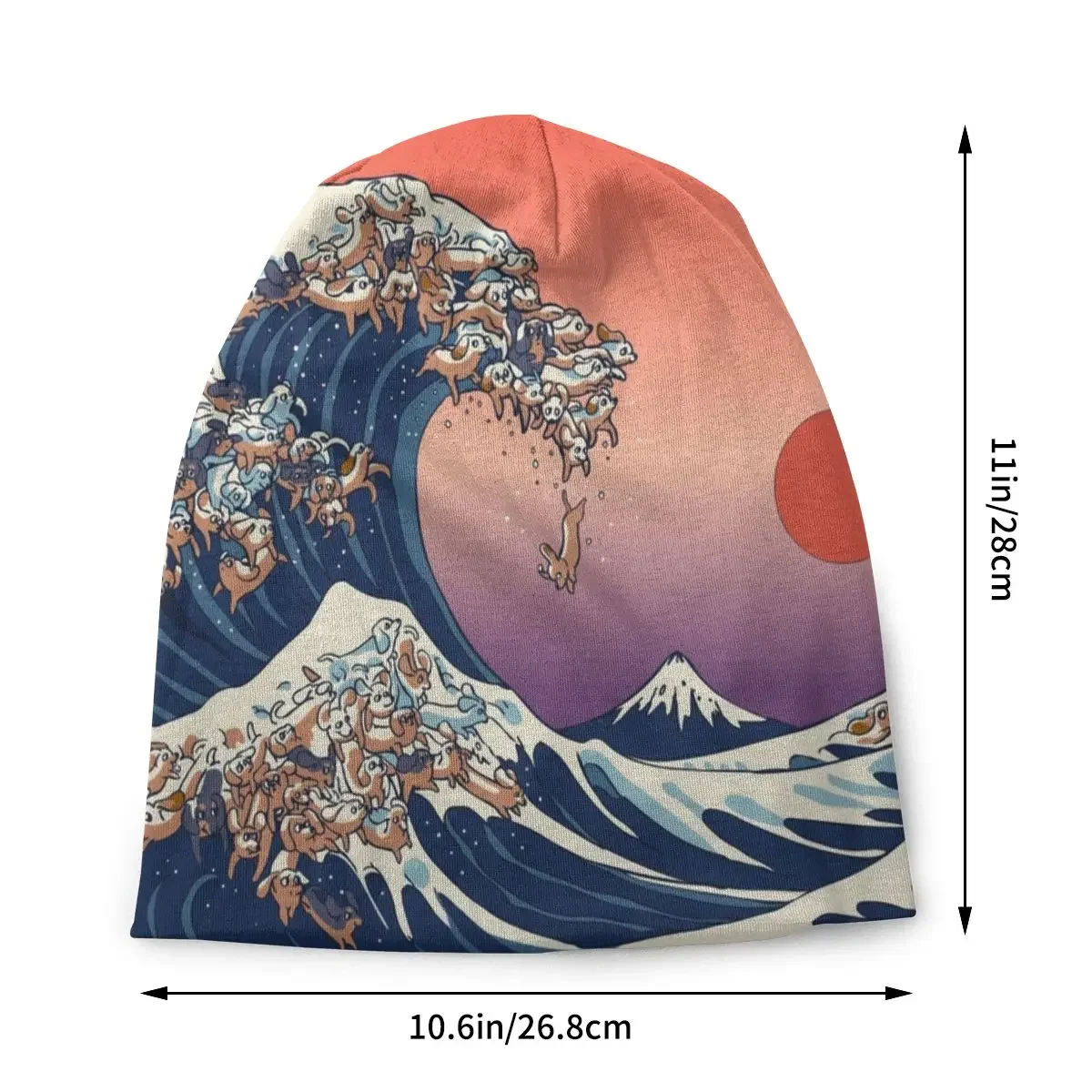 Custom The Great Wave Of Dachshunds Bonnet Fashion Knitting Hat For Men Autumn Winter Warm Badger Sausage Wiener Dog Beanies Cap