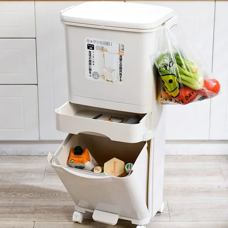 Multilayer Trash Sorting Bin Double Deck Kitchen Waste Organizer EcoFriendly Dustbin for Homes Restaurants and Restaurants