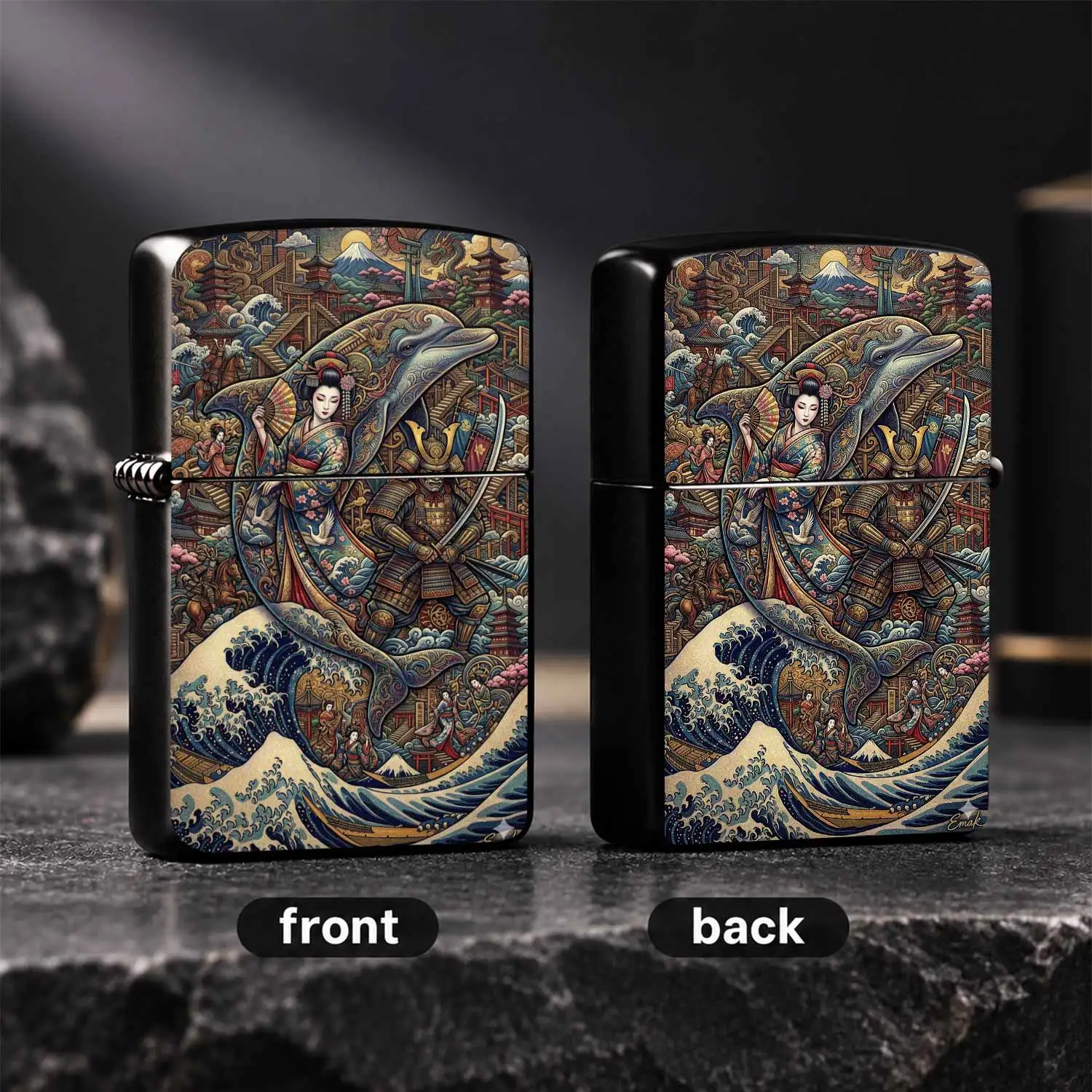 Ukiyo-E Japanese Style Themed Decorative Ornament, Exquisite Pattern Featuring Geisha Samurai Mount Fuji Great Wave, Trendy Collectible Accessory, Portable Daily Use Present For Friends And Festive Gifting For Any Scenario A Humorous And In