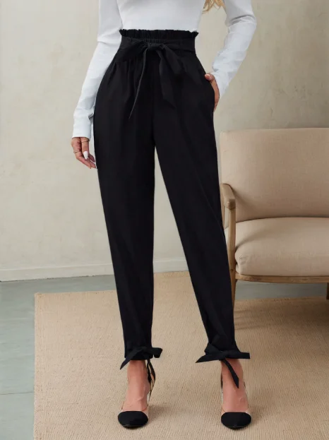 

Women's Fashion Skinny Pants New Style Adjustable High-Waist Pockets with Bow Ties for A Personalized Fit In Leggings for Women