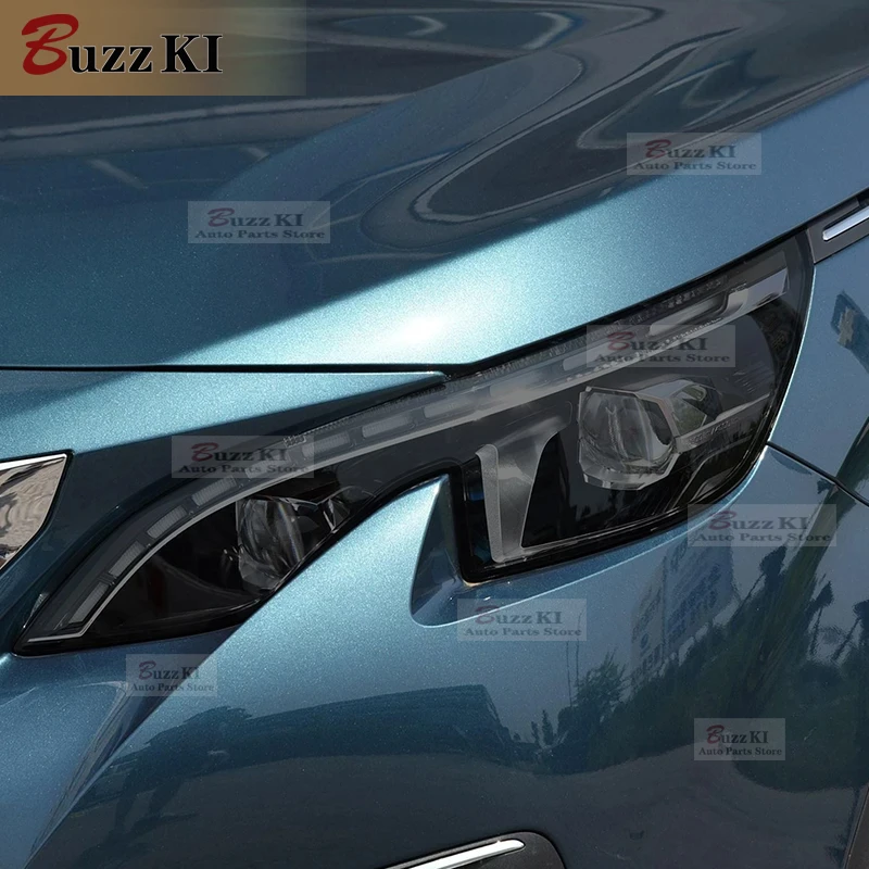 

2 Pcs Car Headlight Protective Film Smoked Black Tint Wrap Vinyl Transparent TPU Sticker For Peugeot 5008 2018 2019 2020 2021