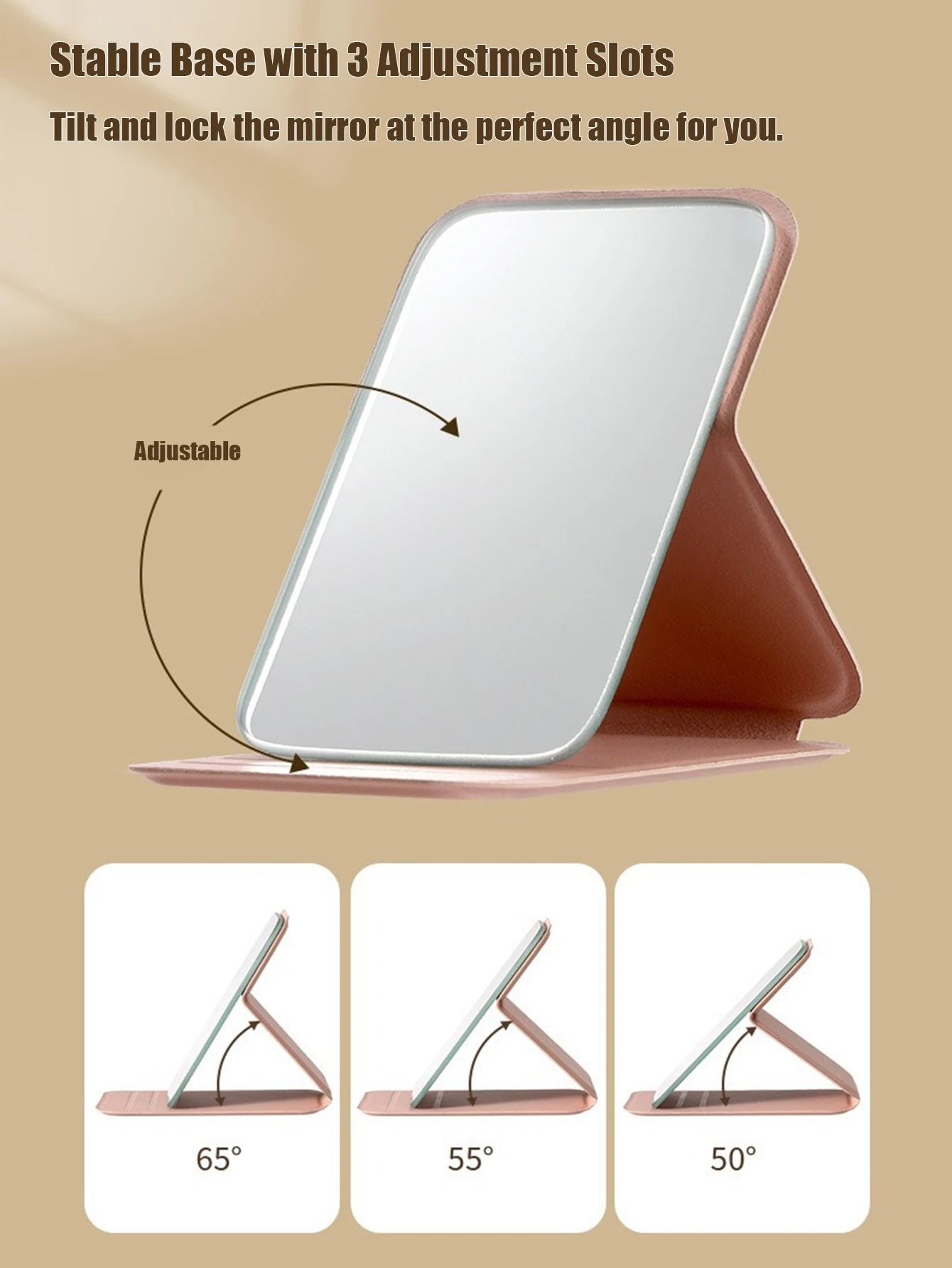 1/2 قطعة مرآة صغيرة عالية الوضوح للطلاب لتحمل مرآة مكياج بسيطة قابلة للطي لسطح المكتب المحمولة #4