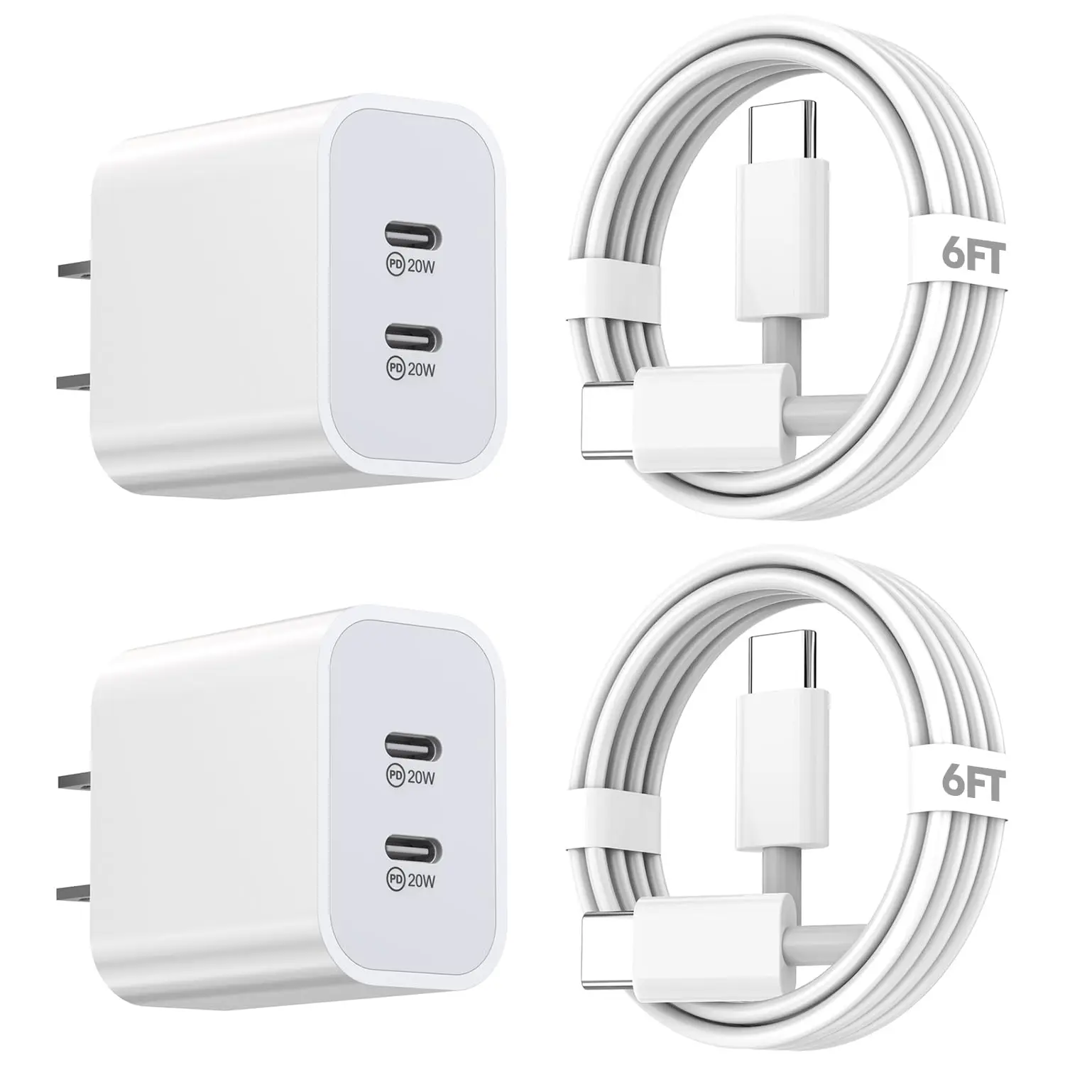 For iPhone 16 Charger,2Pack 40W Dual Port Charger With 6FT USB C to C Fast Charger Cable For iPhone 15/15 Pro/iPad Pro/iPad