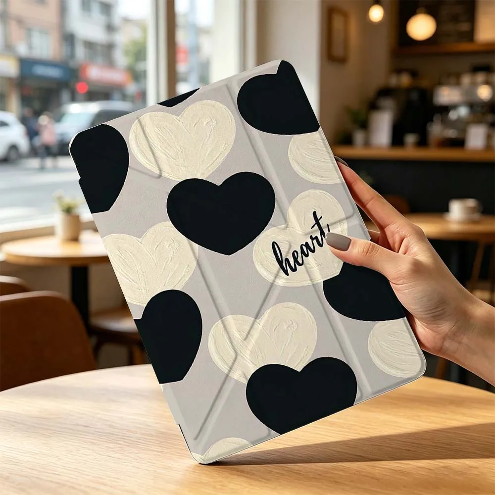 Black White Heart Pattern Cool For Xiaomi Redmi Poco Pad 8 7 6 5 Pro SE 5G 11.2 12.1 11 inch 3Y Tablet Case