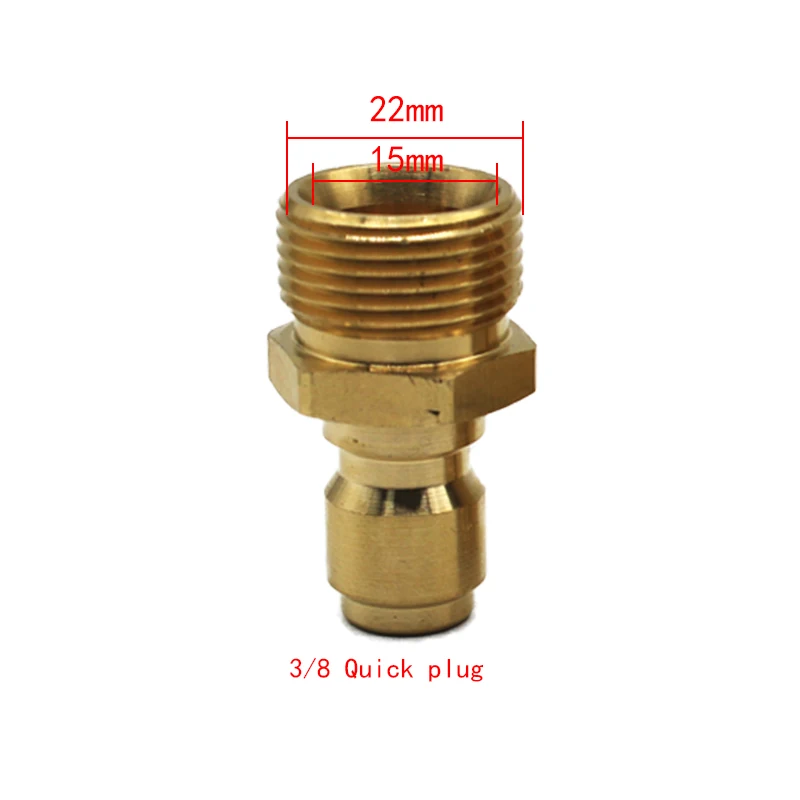 1 Pair Brass 3/8 Inch Quick Release Connector With M22 Thread 15mm Pin Adaptor For High Pressure Washer Hose And Outlet