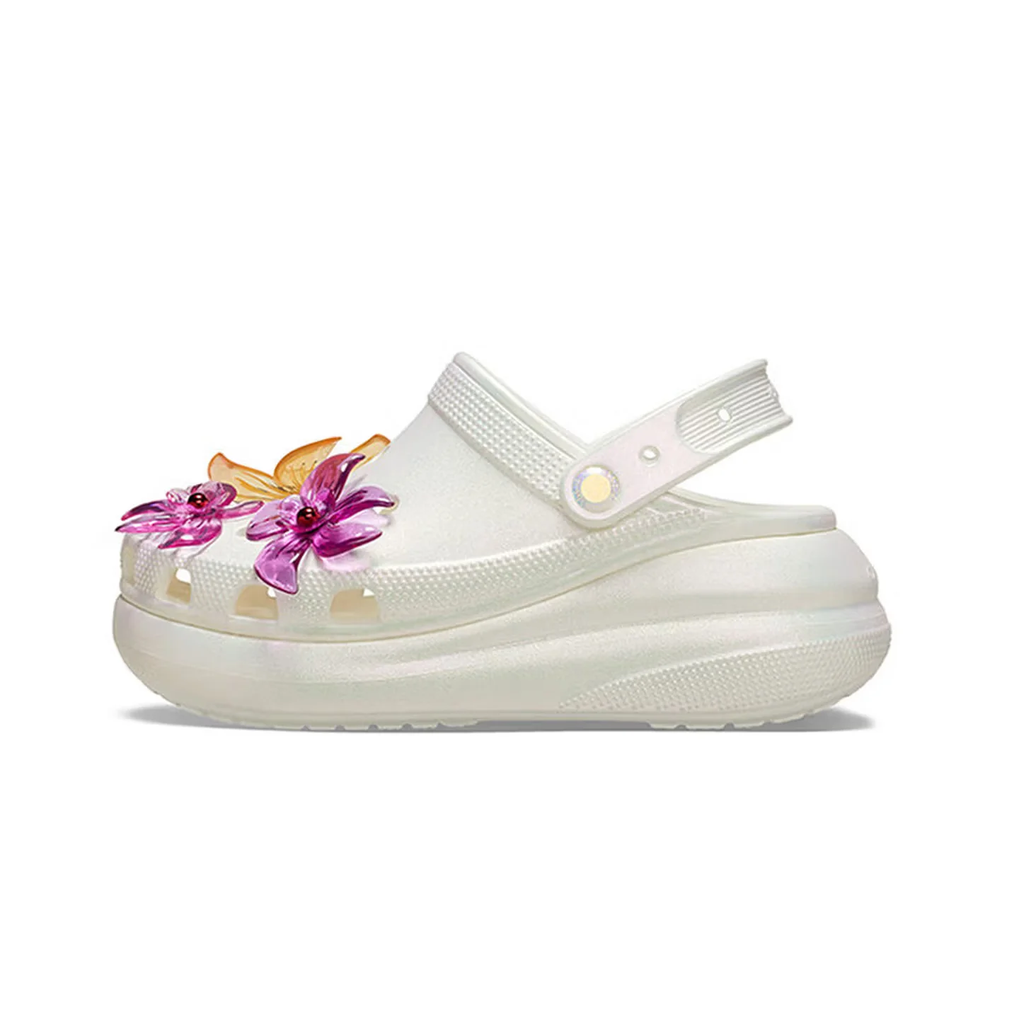 Crocs Classic Crush Clog Women's Clogs  White, Trendy Floral Print, Soft & Comfortable for Everyday Style 211629-100