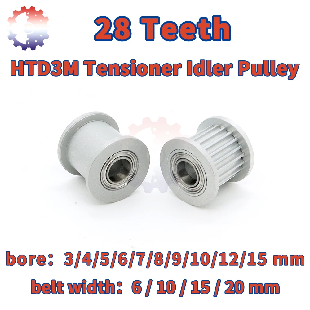 28Teeth HTD3M Synchronous Pulley Idler 3M Idler With Bearing Guide Regulating Pulleys HTD 3M Tensioner Wheel Idler 28 Teeth 28T