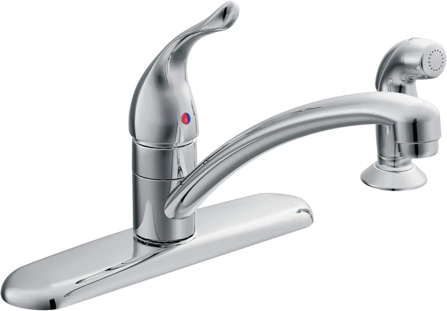 

Single Handle Kitchen Faucet with Side Spray, Chrome Finish, 4-Hole Mount, Easy Installation