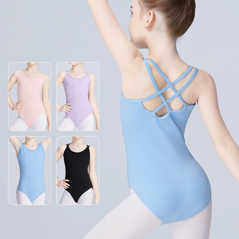 Girls Camisole Ballet Leotards Black Dance Bodysuit for Gymnastics/Swimming in Summer